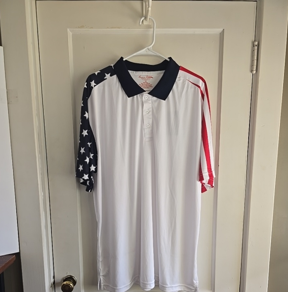 Mens Stars and Stripes Short Sleeve Polo Shirt Size 3XL NWT - Picture 2 of 7